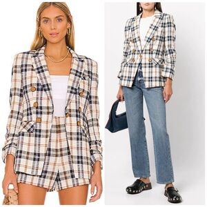 Veronica Beard Oneta Double Breasted Plaid Dickey Blazer Size 8 Business Casual